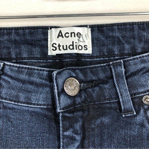 Acne Studios Row Cropped Straight Leg Boyfriend Jeans Blue Black Size 26 - Picture 3 of 9